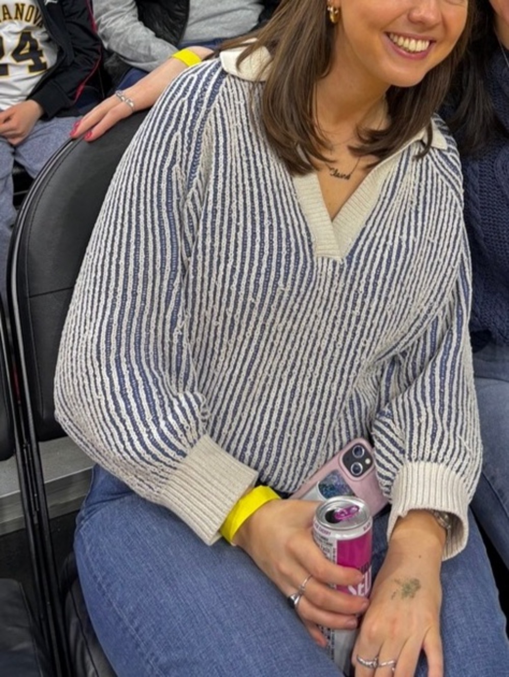 aerie Striped Crewneck Sweater in Blue & White